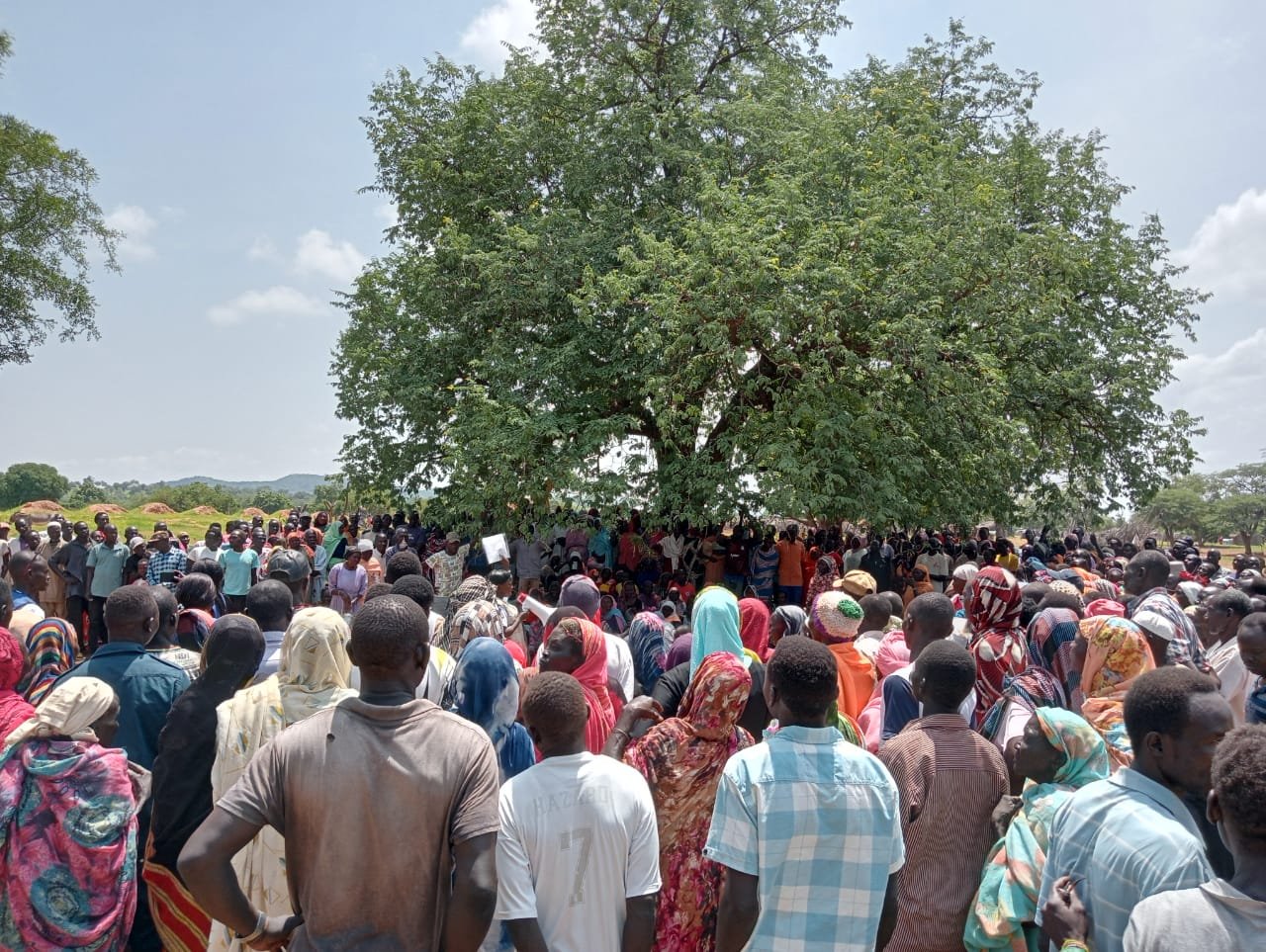 A community gathering under the tree