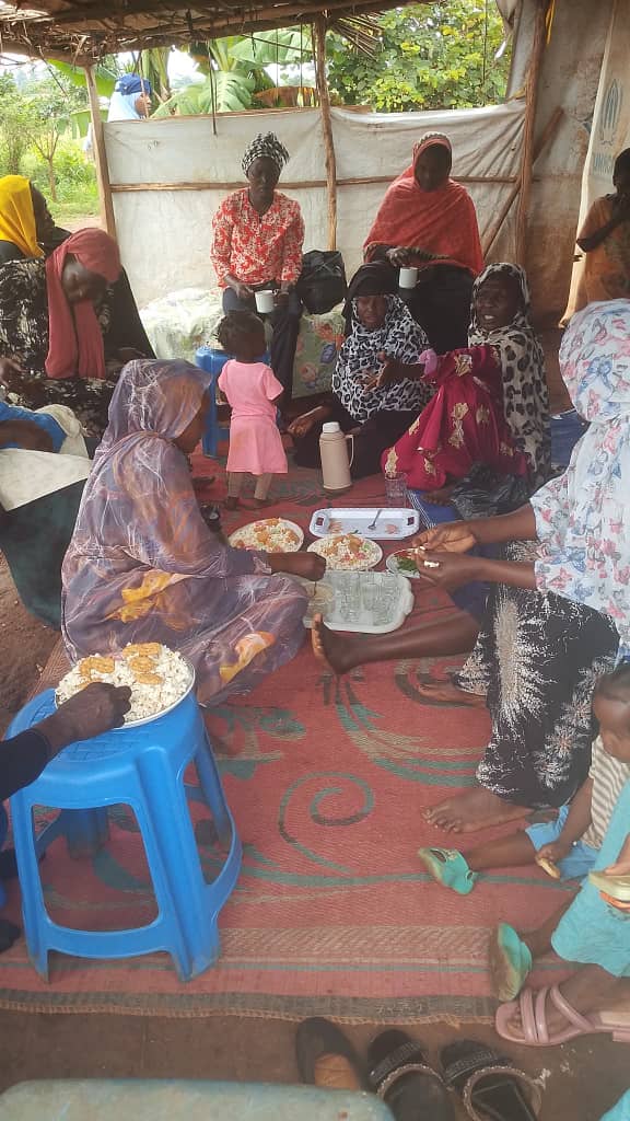 Mothers and children in a temporary shelter
